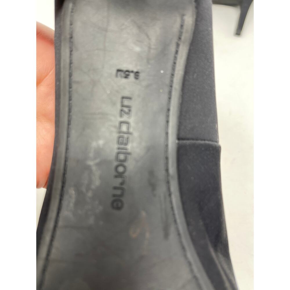 LIZ CLAIBORNE Black Fabric PEEP TOE Pumps 8.5M - Picture 7 of 8